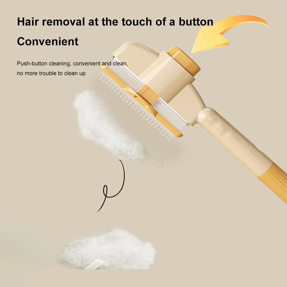One-Button Dog Massage Comb Stainless Steel Pet Grooming Brush Removing Debris - PeticaDeals