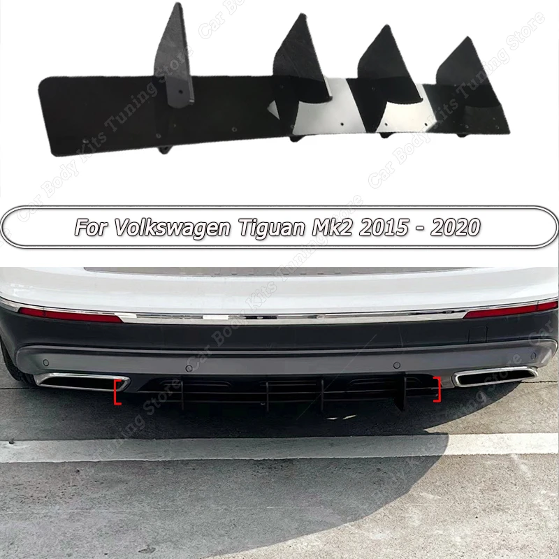 

Для Volkswagen Tiguan MK2 2015 2016 2017 2018 2019 2020 ABS Автомобильный задний бампер диффузор губа спойлер комплекты кузова тюнинг блеск черный