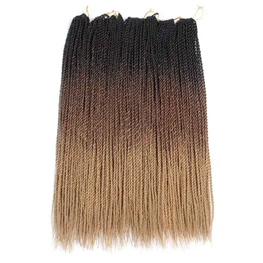 QP hair Ombre Senegalese Twist Hair Crochet braids 24 inch 30 Roots/pack Synthetic Braiding Hair for Women  black Crotchet hair
