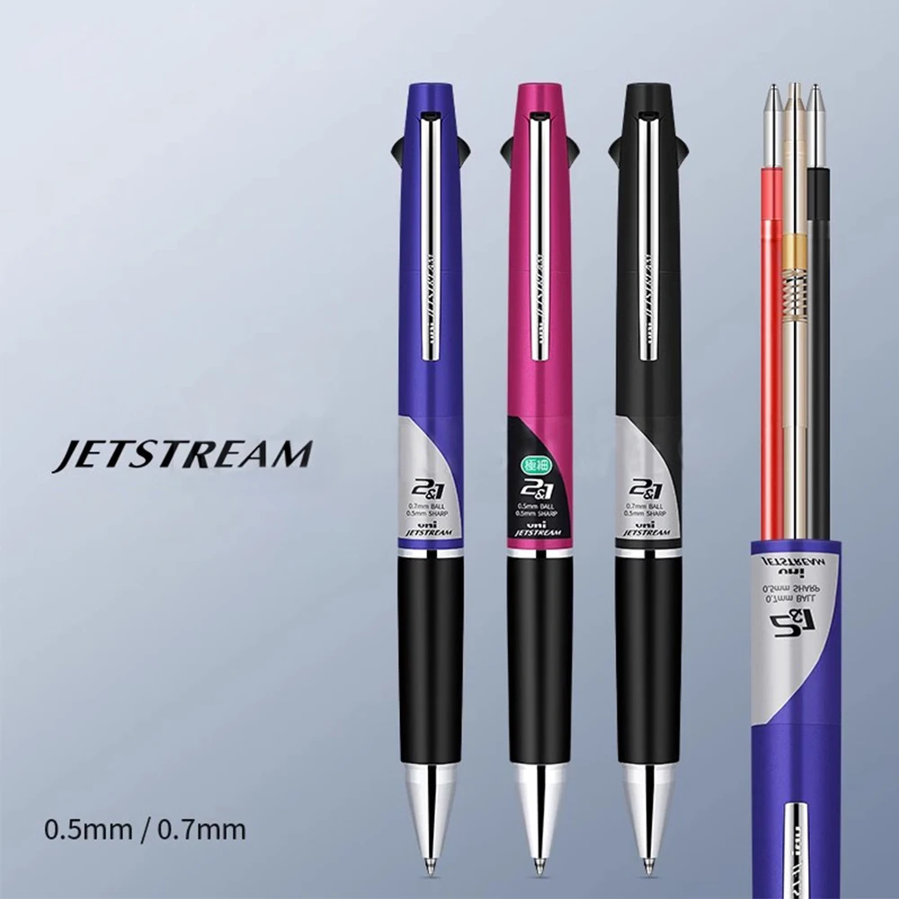 Japan UNI JETSTREAM Multi-function Pen 4 Color Ballpoint Pen+Pencil MSXE5-1000 Anti Fatigue Smooth 0.5/0.7mm Stationery
