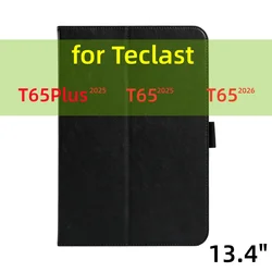 Premium Leather Folio Stand for 13.4 Tablets - Full Body Protective Shell (Black)