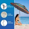 Beach Umbrellas for Sand Heavy Duty Wind Portable, 6.5ft Outdoor Umbrella with Sand Anchor and Protection 3
