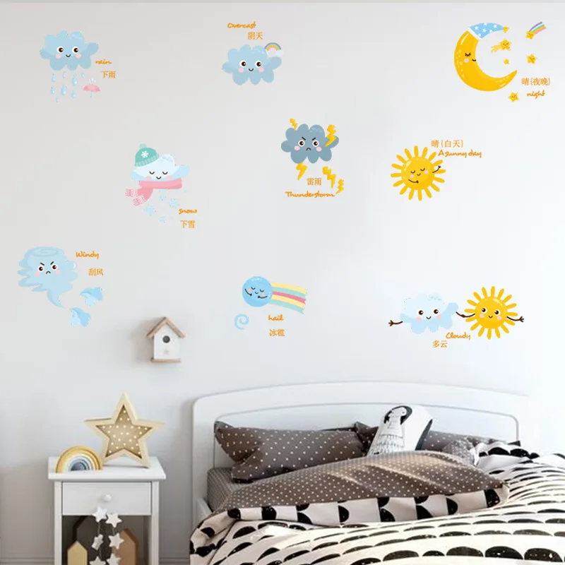 Wall Stickers Self Adhesive Stickers Vinyl Stickers Self Adhesive Wall Stickers Vinyl Wall Stickers Chalkboard Stickers Chalkboard Wall Stickers Cartoon Painted Rainbow Sun Wall Stickers