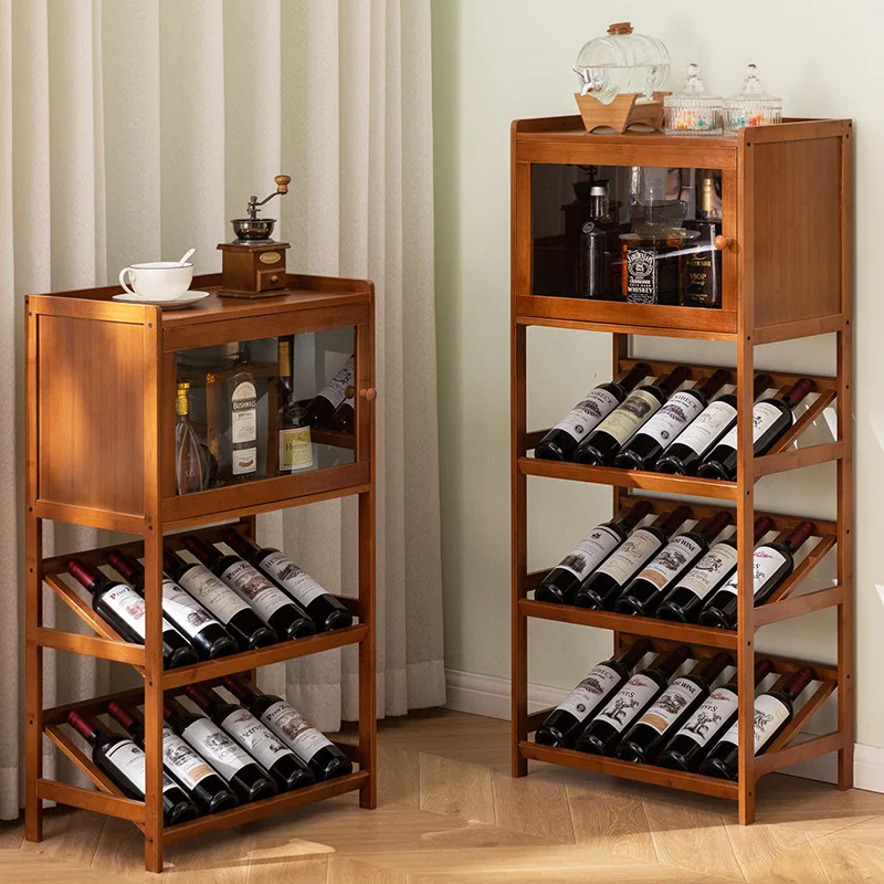 Solid Bamboo Wine Rack 3/4-Tier Floor Freestanding Storage Wines