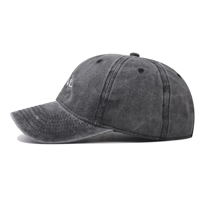 Wave Ripple Embroidery Baseball Cap Solid Color Washed Cotton Dad Hats Simple Vintage Hip Hop for Women Men Snapback Caps