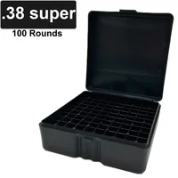 100 Rounds Tactical Bullet Box Pistol Ammo Case for .38 Spec/.38 Super/.38 SW/.32 HR/.357 Caliber Ammo Hunting Gun Accessories 1