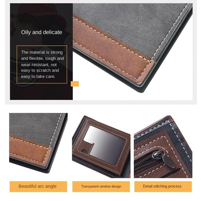 Sleek Tri-Fold Men's Business Wallet with Multi-Card Slots and Portable Design
