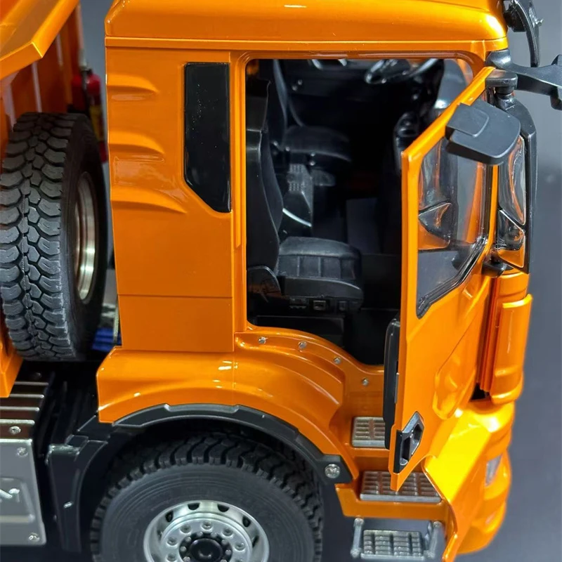 RC Trucks 1/14 6x6 RC Hydraulic Dump Truck CNC Metal Head Shell with Light and Sound System Metal RC Car Model Toys for Boys 5