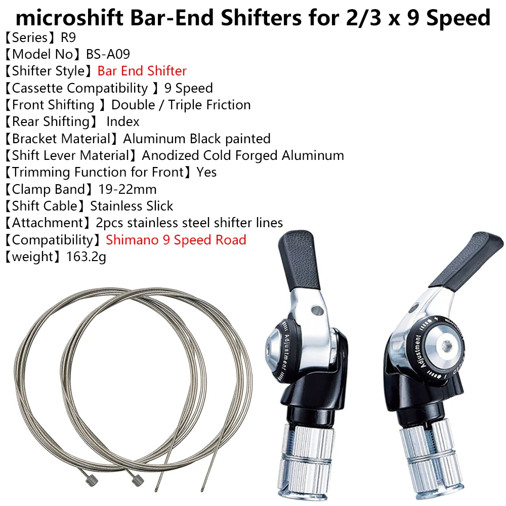 A pair microSHIFT TT Bar End Road Bike Shifter 9/10/11 Speed