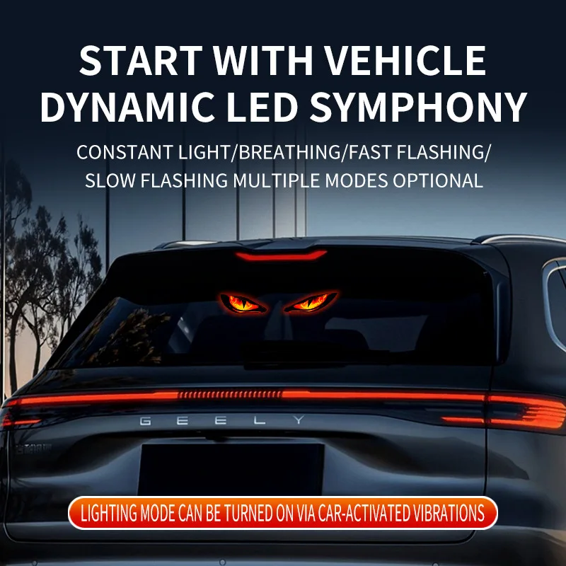 Luce Solare Universale per Auto a Forma di Occhio di Demone, Luce di Segnalazione Dinamica Lampeggiante, Accessori per Veicoli - immagine 6