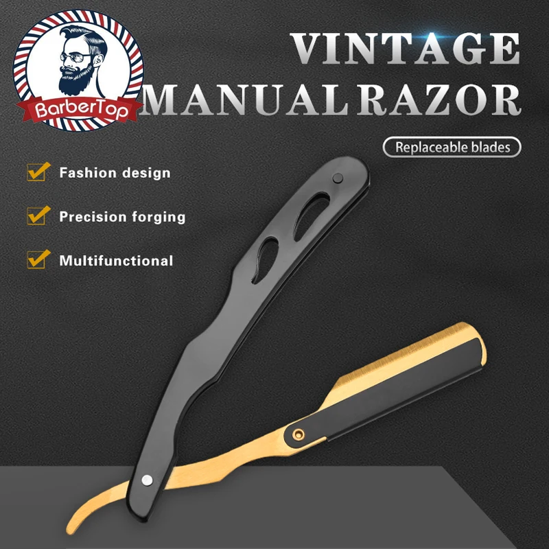 Barbertop Shaving Straight Razor Classic Manual Barber Razors Folding Knife Men Stainless Steel Hairdresser Tool NEW 5 colors straight edge barber razor haircut beard eyebrow shaving tool manual depilation razor hairdresser trimming blades