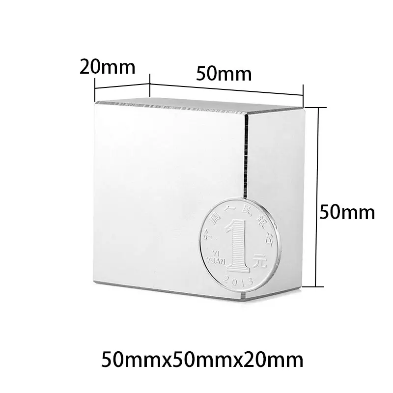

Супермощные неодимовые магниты NdFeB N35, блок 50x50x20 мм, мощный постоянный магнит на холодильник, 50*50*20 мм, магнитный лист
