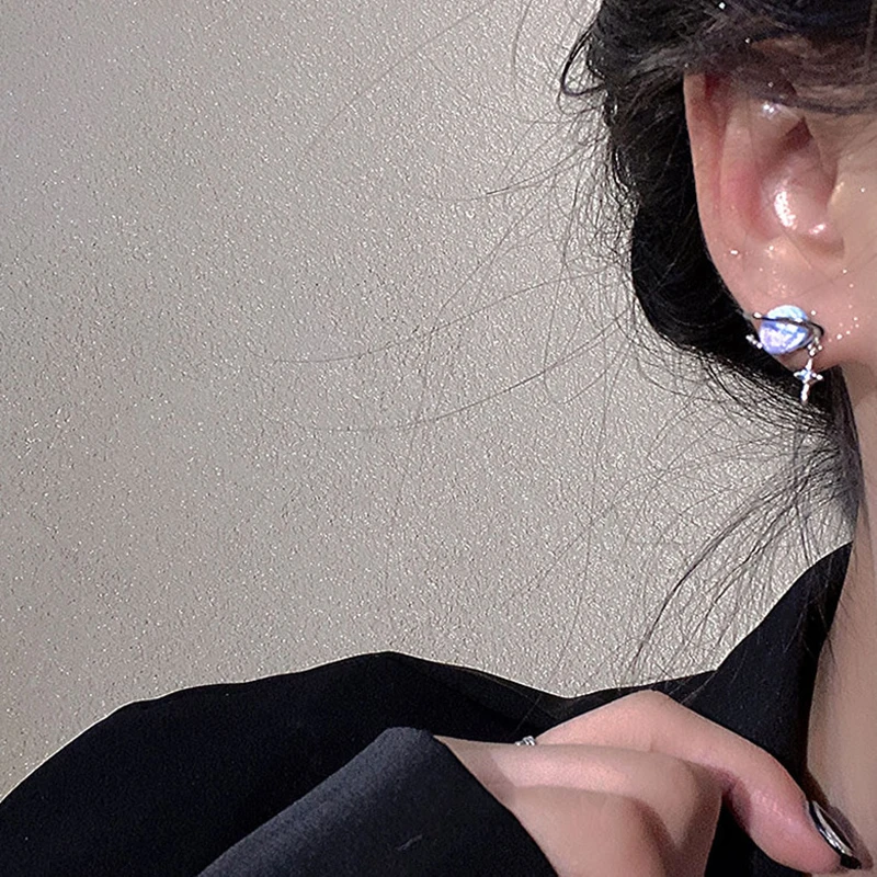 Orecchini Pendenti Asimmetrici Luna E Stella In Argento 925 Con Zirconi – Regalo Donna