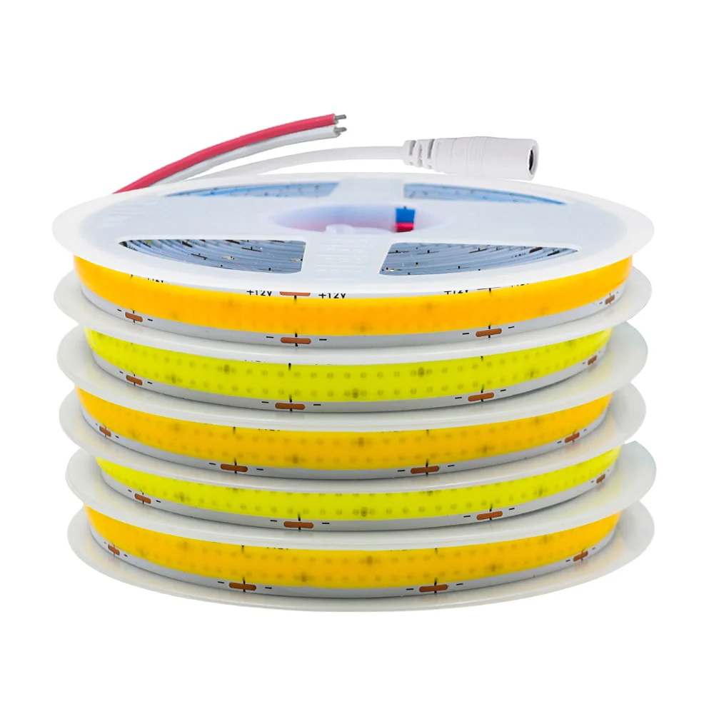 

12V 24V COB LED Strip Light Double Row 600LED/m High Density Linear Lighting Super Bright RA 90 DC Flexible Tape Home Decoration