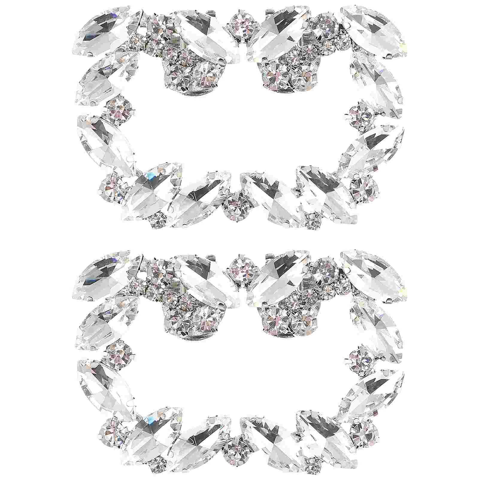

1 Pair of Square Rhinestone Shoe Buckles Shoe Clips DIY Craft Headdress Hat Shoe Decoration Wedding Party