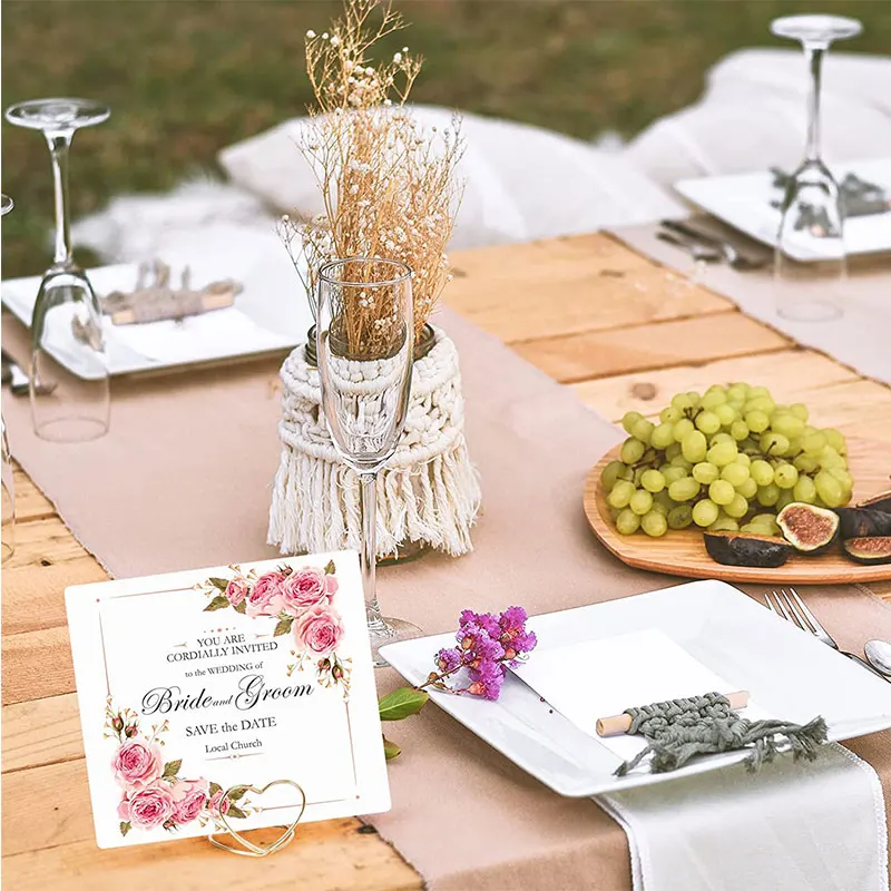 Place Card Holders 20Pcs Metal Place Card Holders Photo Clip Stands Wedding Table Number Name Sign Stand for Party Home Decoration