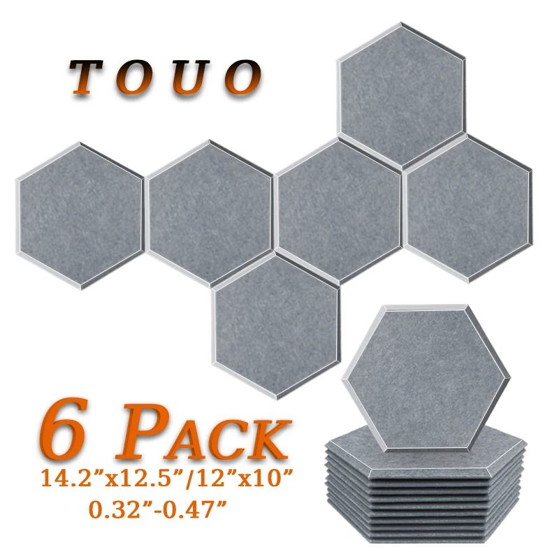 TOUO Acustic Panel 6 Pcs Insulation Absorcion Material Door Seal Strip Soundproof Wall Panel Studio Sound Absorbing