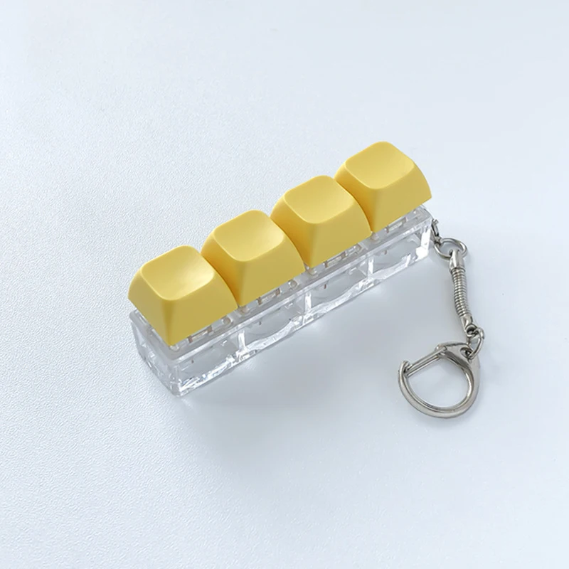 Button Keycap Fidget Keychain 4 Keys Keyboard Decompression Toys DIY Keyboard Keychain Toys for Adult Gifts To Relief Pass Time