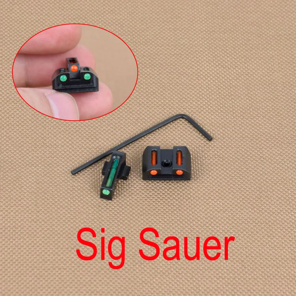 Tactical Aviation Aluminum Metal Fiber Optic 3 Dot Sights Front Rear