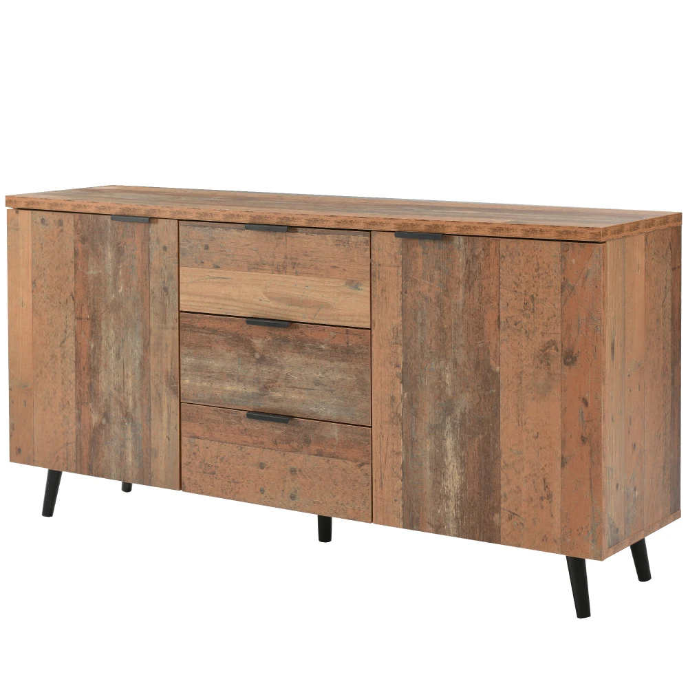 Sideboard-TV-Schrank mit verstellbaren Regalen, vertikaler Schrank, Aufbewahrungsschrank, drei Schubladen, für Wohnzimmer, Esszimmer – Detail 21