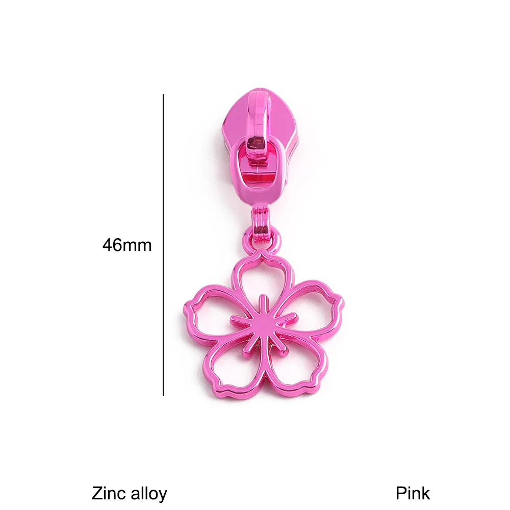 Metal Cherry Blossom Decorative Zipper Slider for Makeup Bags - Replaceable Heads DIY Accessories (5-20pcs)