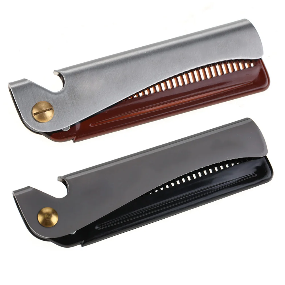 Folding Beard Comb Moustache Comb Folding Pocket Moustache Shaping Comb Stainless Steel Round Comb Teeth Beard Comb Beard Comb