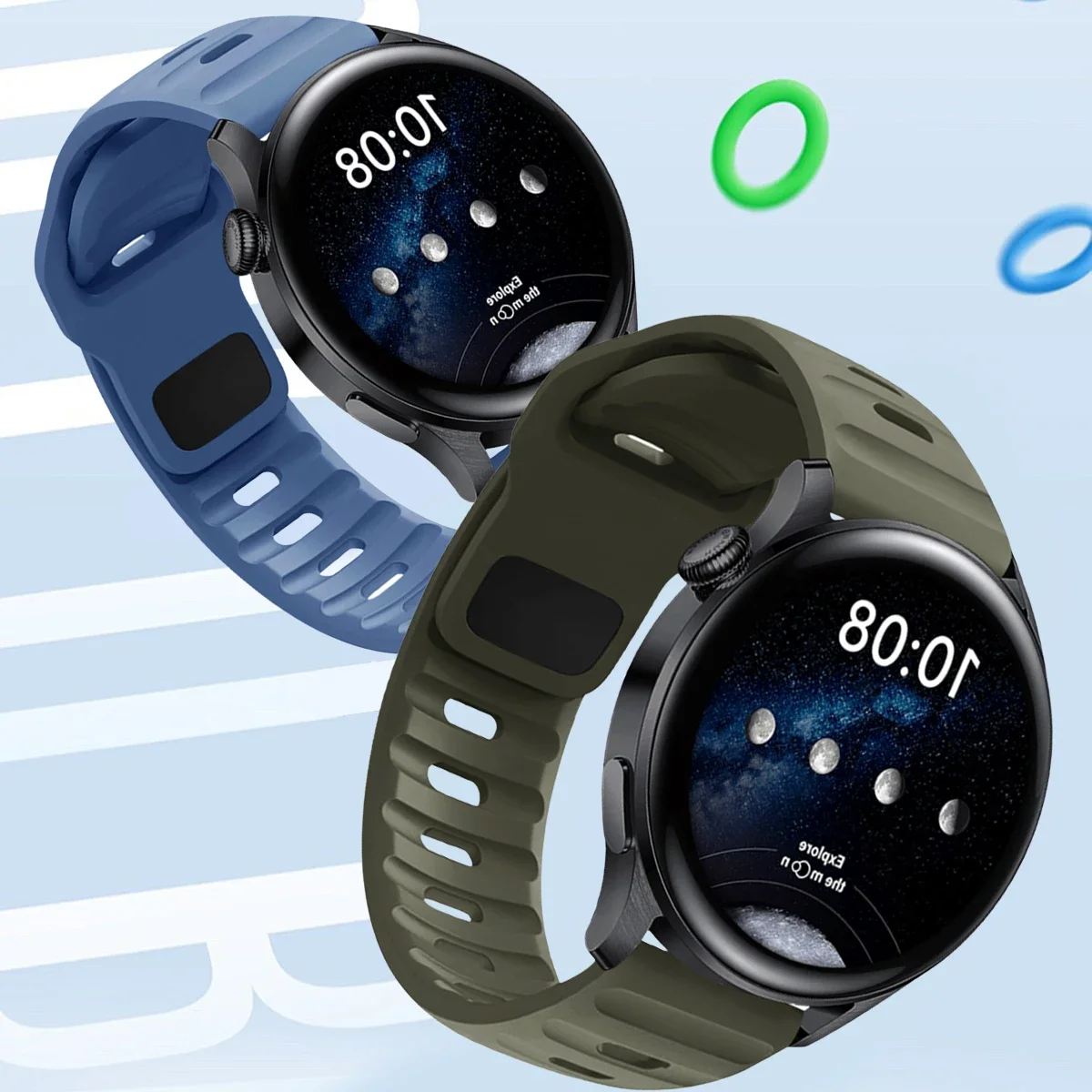 Versatile 22mm Silicone Smartwatch Strap - Premium Watchband Bracelet