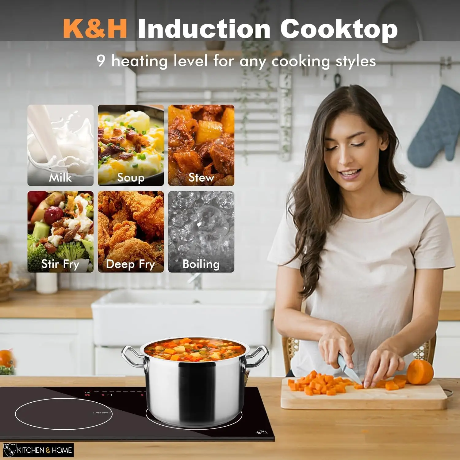 Electric Hob Cook Top Stove 110V Induction Cooktop 2 Burners Ceramic Cooktop