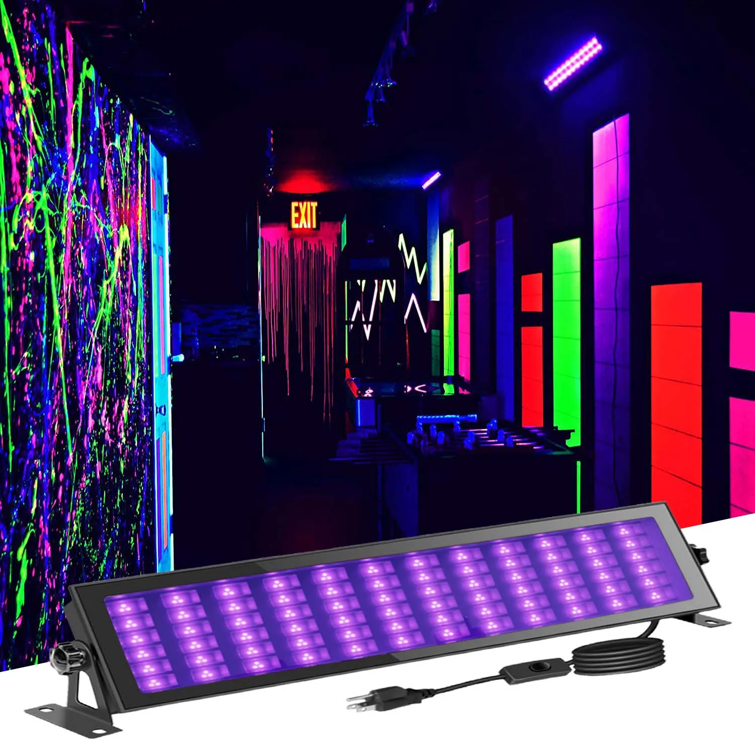 120W UV 395nm 월워셔 블랙라이트 LED 바 할로윈 형광 디스코 조명 DJ용 자외선 램프 글로우 파티 조명