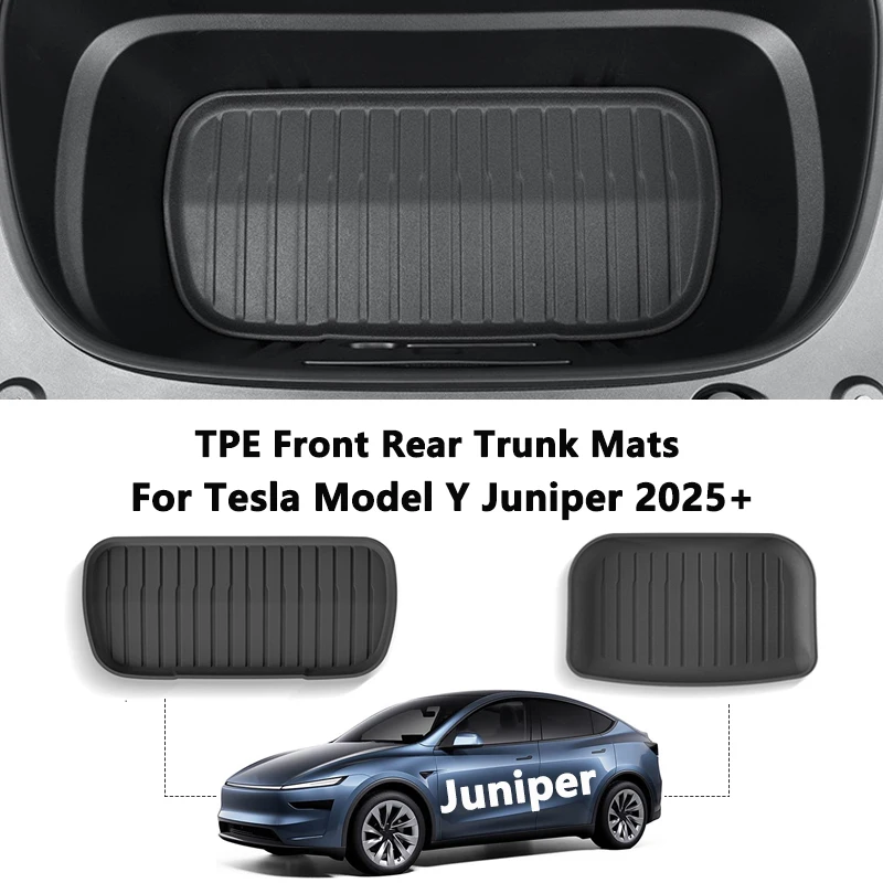 Tesla Model Y Juniper 2025 Front Rear Trunk Mat TPE Lower Storage Box Pads Protective Cover Cargo Liner Trunk Tray Floor Mat