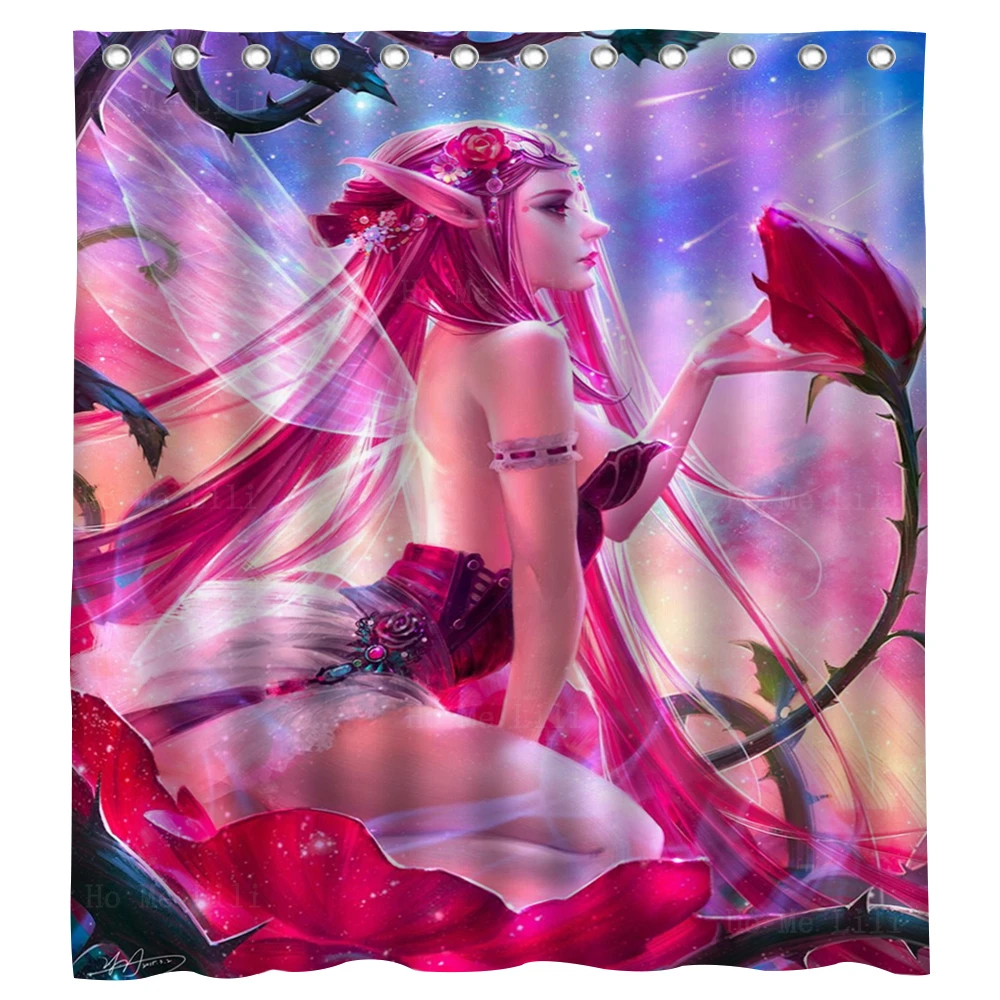 

Forest Goddess Art The Flower Fairies Magic Elves Pink Beautiful Angel Mystery Shower Curtain By Ho Me Lili For Bathroom Decor