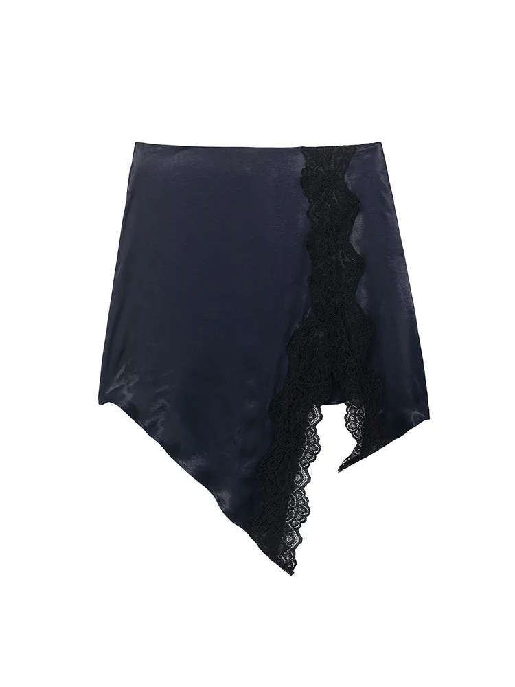Fashion Lace Short Skirt For Women Elegant Spliced High Waist Asymmtrical Skirt 2026 New Ladies Fashionable Club Casual Wear