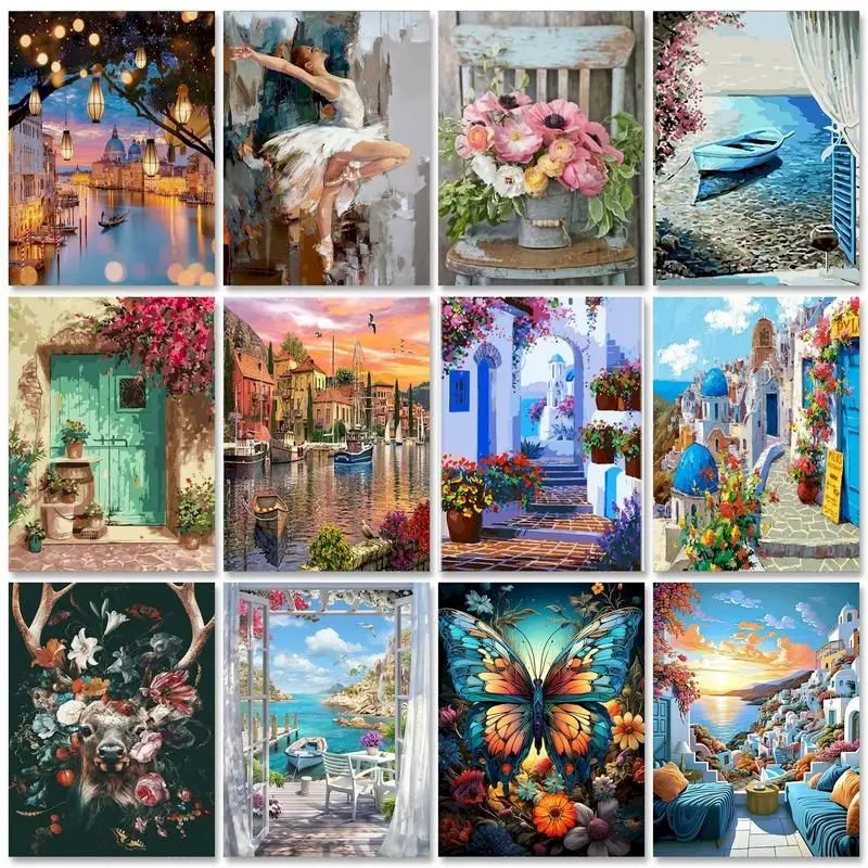 GATYZTORY Frame DIY Painting By Numbers Landscape pictures by numbers