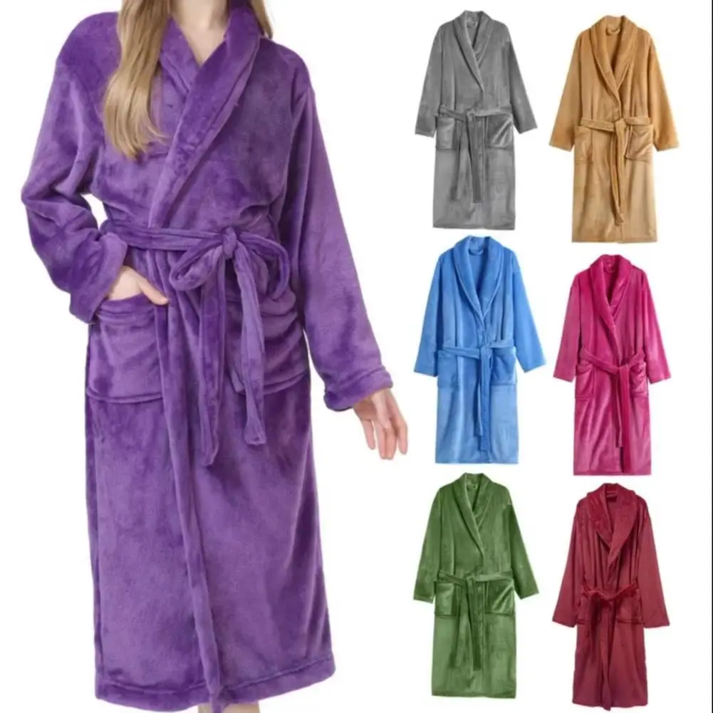 2025 Robe en flanelle pour femmes, peignoir épais et ch