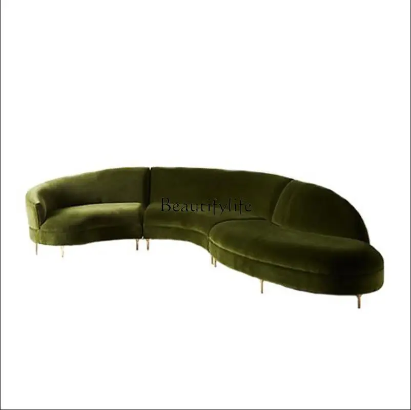 

Velvet Fabric Shaped Sofa Semicircle Curved Sofa