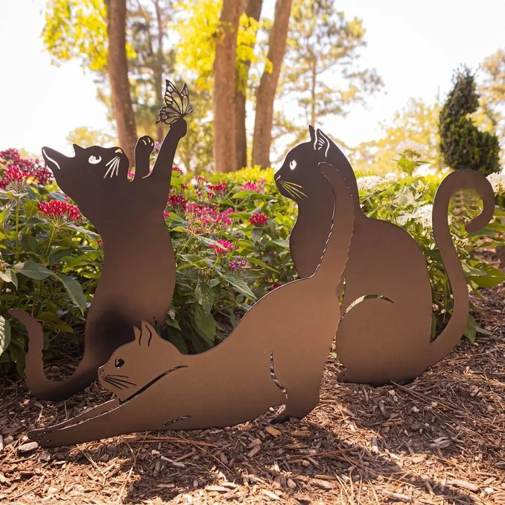 Iron Art Black Cat Garden Statue 5