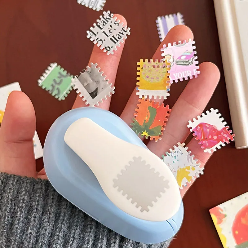 2x1.8cm 톱니 모양의 둥근 구멍 우표 모양 펀처 DIY 공예 엠보싱 도구 스크랩북 앨범 카드 제작용