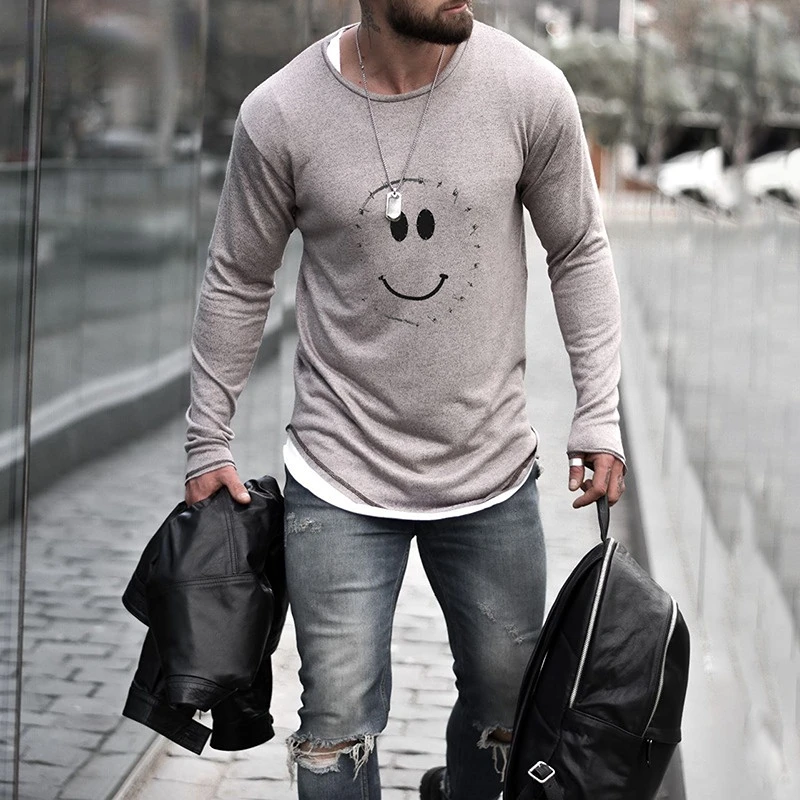 

2022 Trendy New Long Sleeved Cotton T-shirt Spring Autumn Streetwear Casual Fashion Slim Fit Printed Elegant Top Clothes