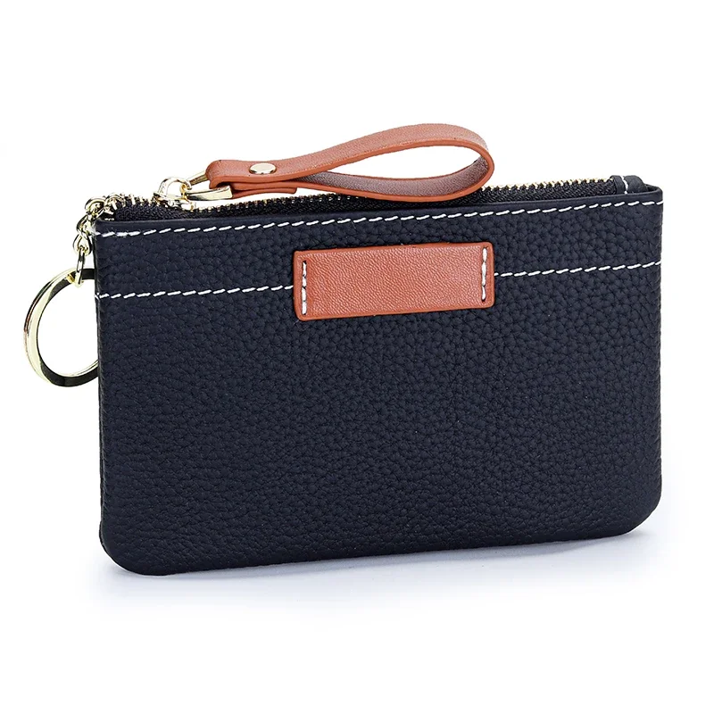 

Coin Purse Change Mini Purse Wallet with Key Chain Ring Zipper for Women Fashion Change Pocket Cow Leather Classic Clutch Purse