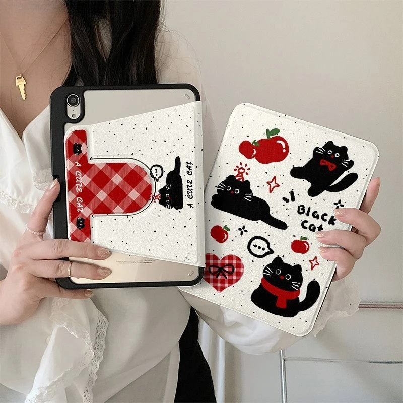 360 ° Accessoires de coque rotative pour Ipad pouces 10.2 7e 8e 9e génération pour Samsung Tab A9 8.7 "Plus 11" A8 chaton mignon