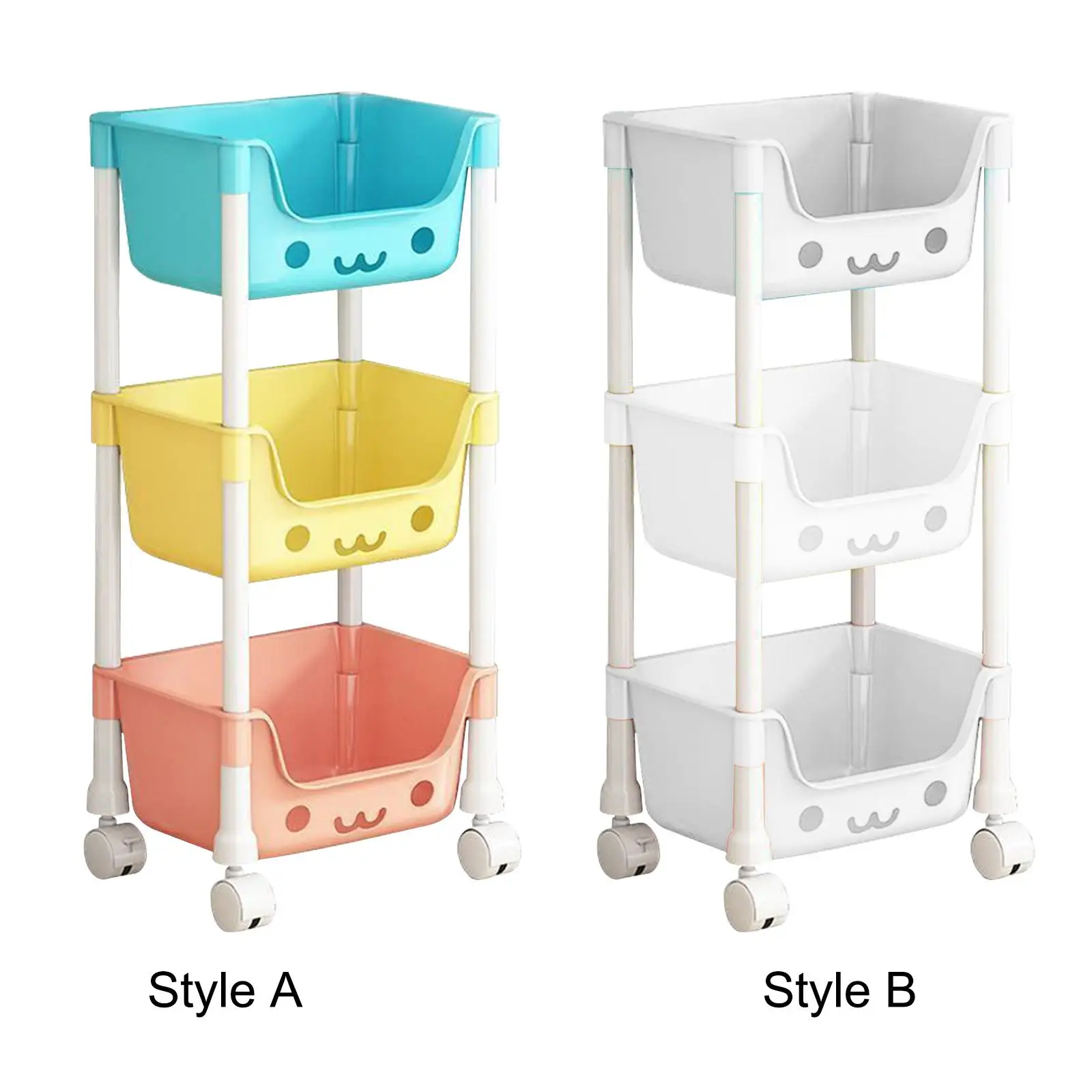 3 Tier Storage Cart with Wheel Household Cart Bathroom Organizer for Laundry Room