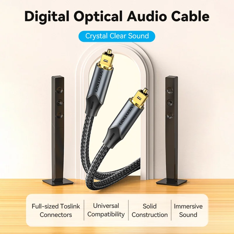 Vention Premium Digital Optical Audio Fiber Cable - Toslink SPDIF Coaxial (1m/2m)