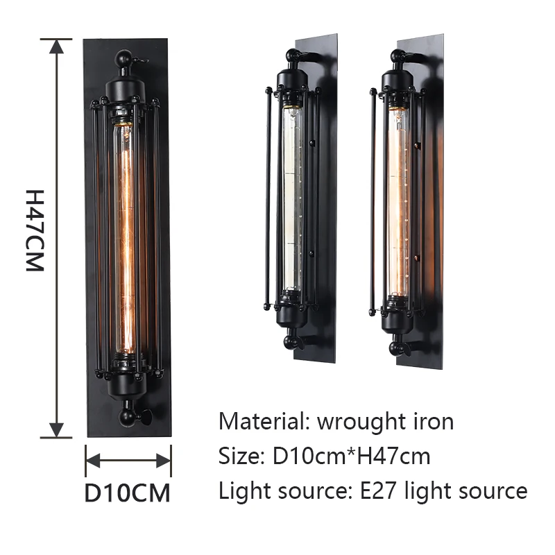 Retro Industrial Style Iron Wall Light Corridor Staircase Restaurant Loft Bedroom Lamp Bedside House Decor Indoor LED Lighting 6