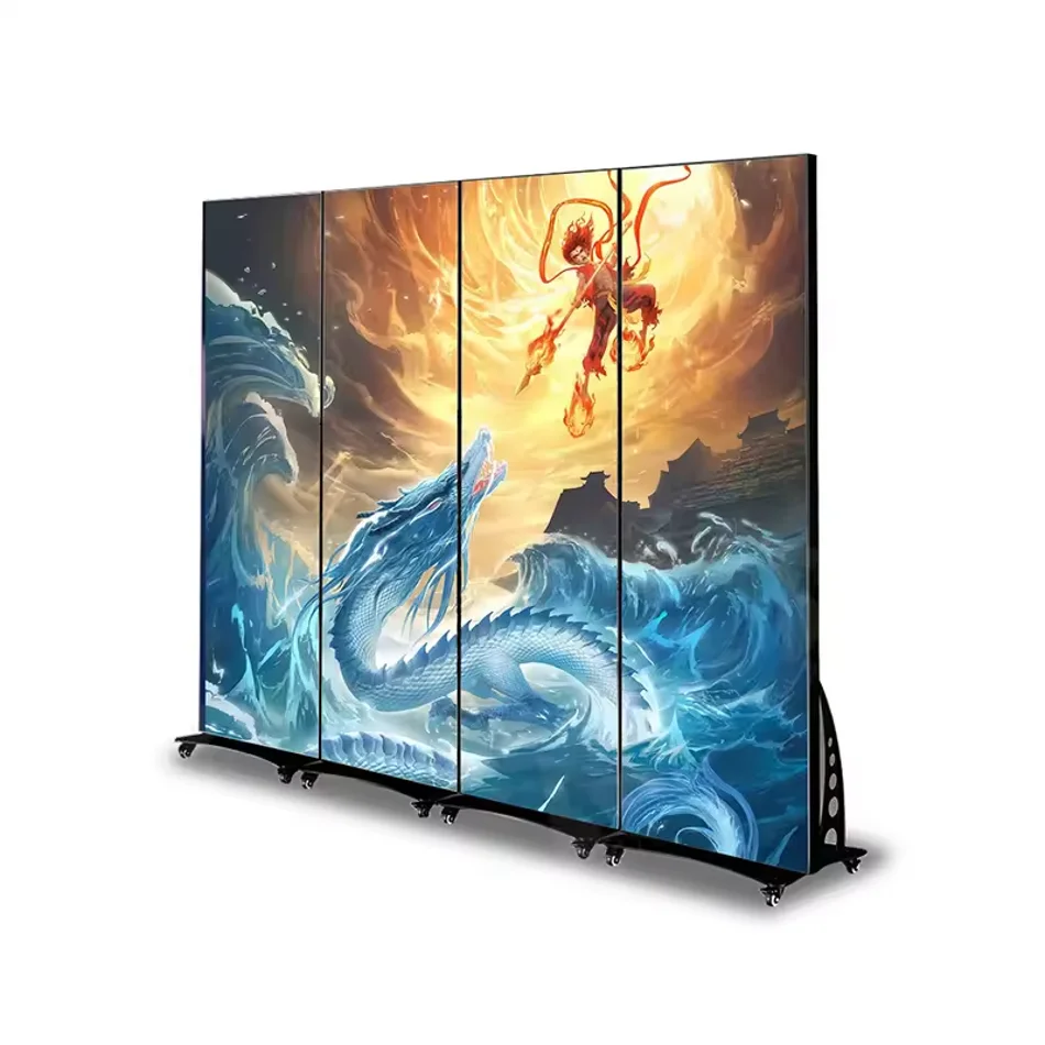 HD Floor Standing Digital LED Poster Screen Indoor Seamless Splicing Portable Smart Advertising Player Size 640X1920mm 4