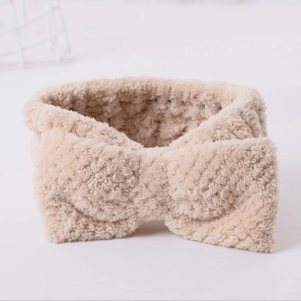 1pcs Women Coral Fleece Elastic Hair Bands Soft Bow Makeup Wash Face Hairbands Hair Accessories Cute Sports Yoga Headband
