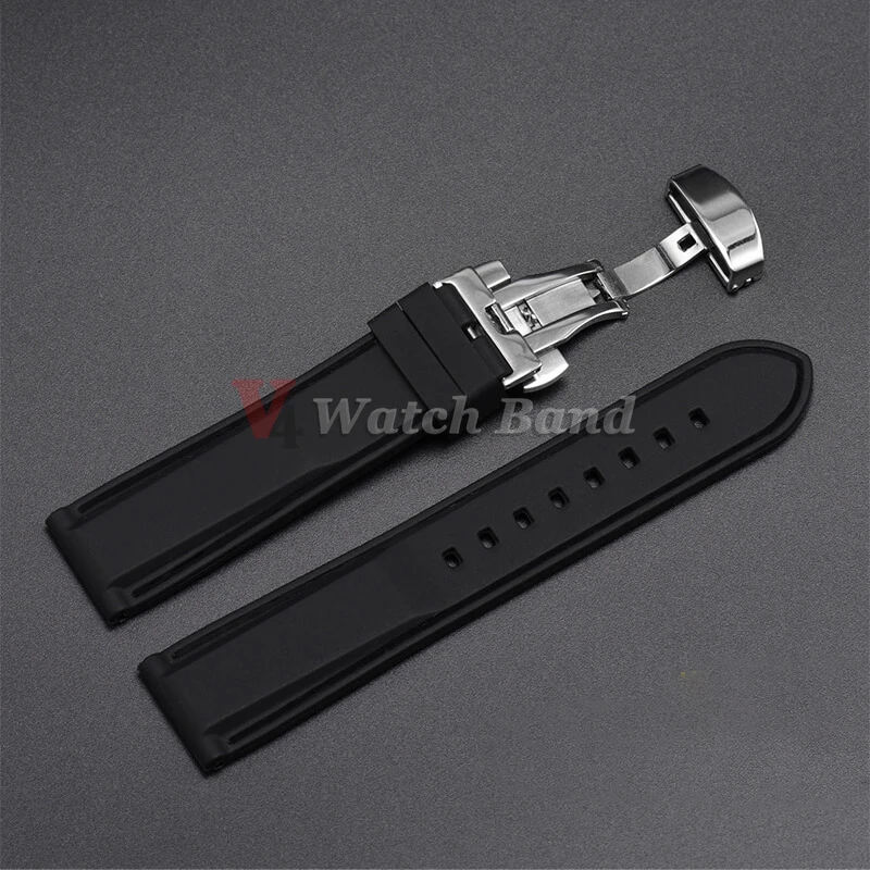 Universal Quick Release Silicone Strap with Butterfly Buckle - Sporty, Waterproof Watch Band for Men & Women, Available in Multiple Sizes