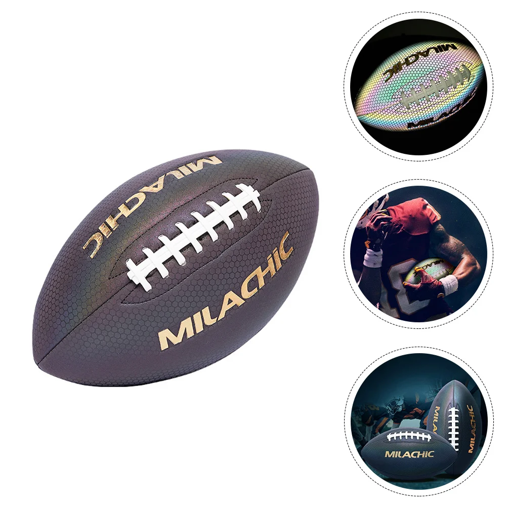 Rugby Football Holographic Vintage Glowing Standard Training Fluorescence Dark Practice Soccer Scrimmage American Adult Glow