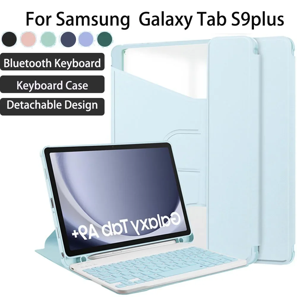 

lightweight Keyboard leather Case For Samsung Galaxy Tab S9FE Plus 12.4 inch Bluetooth Wireless Keyboard Stand Magnetic Funda