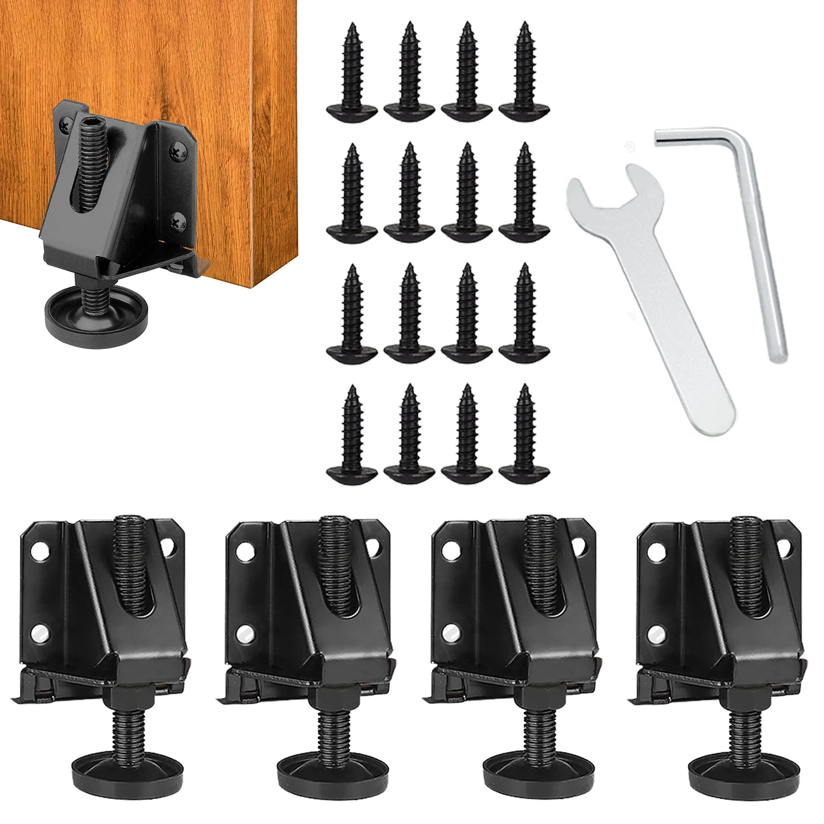 4PCS Metal Adjustable Foot Legs Levelers Heavy Duty Leveling Adjustable Furniture Leveling Feet For Furniture Cabinets