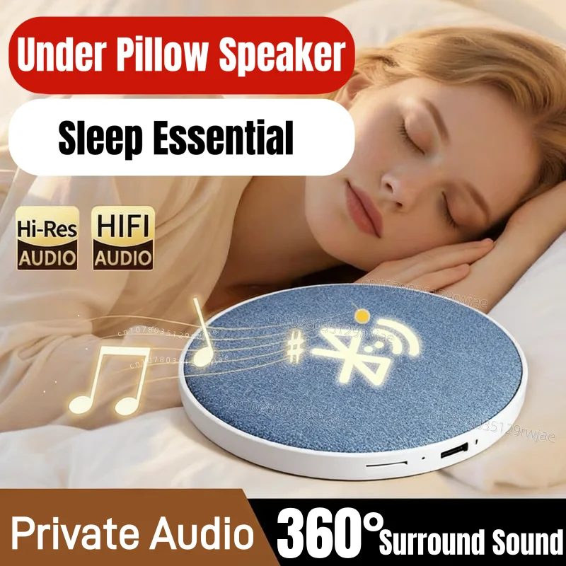 Wireless Pillow Speaker Sleep Aid 360&deg; Surround Sound Bluetooth 5.4 HiFi Stereo Sound Private Audio